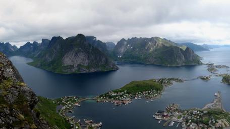 Serene Norwegian Fjords Captured in Majestic Landscape wallpaper