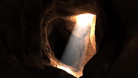Mysterious Cave Illuminated by Natural Light wallpaper