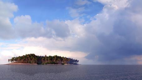 Tranquil Island Paradise Overlooking Calm Waters wallpaper