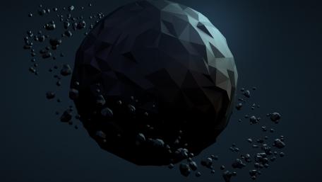 Geometric Planet Surrounded by Asteroids wallpaper