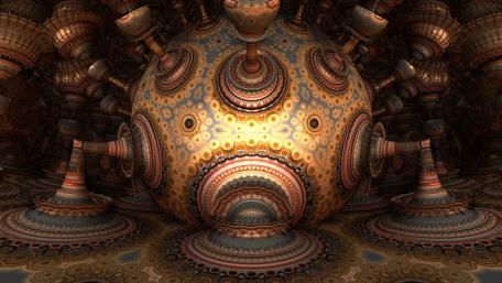 Intricate Abstract Sphere Design with Vivid Patterns and Textures wallpaper