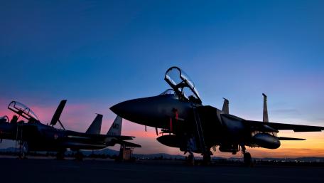 Fighter Jets at Dusk in Military Display wallpaper