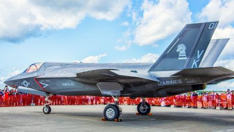 Futuristic Military Aircraft Displayed at Airshow wallpaper