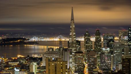 Urban Nightscape Overlooking the Bay Area wallpaper