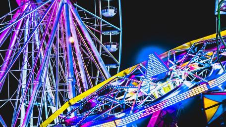 Neon City Lights and Ferris Wheel Dreams wallpaper