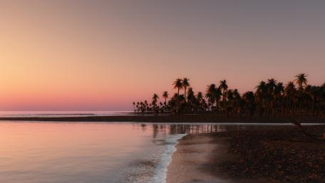 Serene Sunset Over Tropical Beach wallpaper