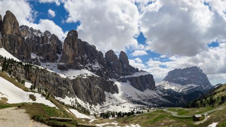Majestic Mountain Landscape Under Dramatic Skies wallpaper
