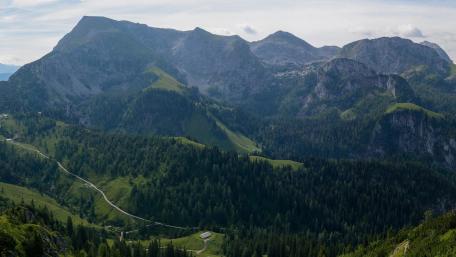 Majestic Mountain Landscape with Lush Greenery wallpaper