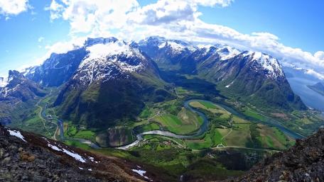Majestic Mountain Landscape in Norway wallpaper