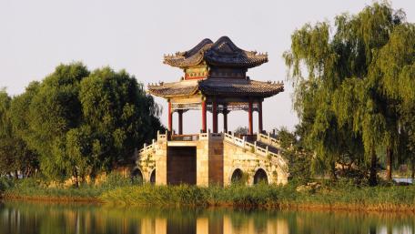 Serenity at the Ancient Pavilion wallpaper