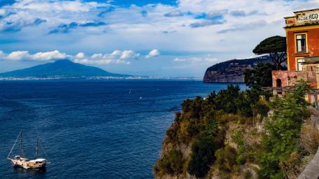 Breathtaking Coastal View with Mount Vesuvius wallpaper