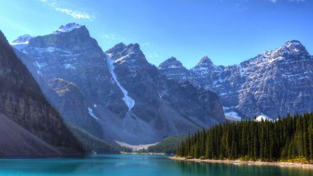Majestic Mountains Reflected in Crystal Clear Water wallpaper