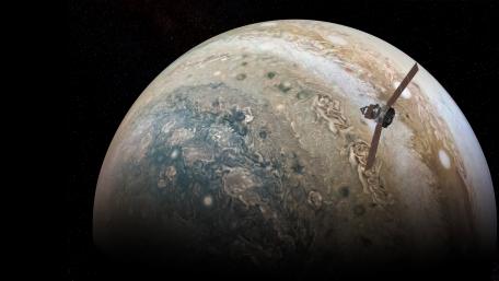 Majestic View of Jupiter from a Spacecraft Perspective wallpaper