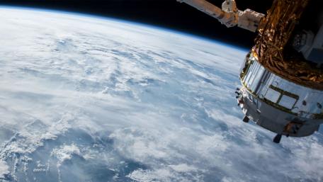 Majestic View of Earth from Space Station wallpaper