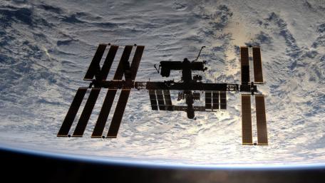 Stunning View of the International Space Station above Earth wallpaper