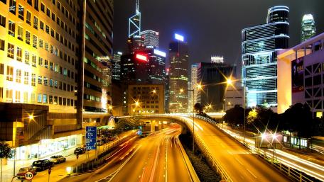 Vibrant City Lights at Night wallpaper