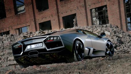 Sleek Lamborghini on Abandoned Building Site wallpaper