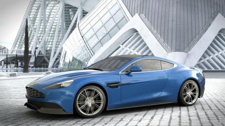 Sleek Blue Aston Martin Sport Car Wallpaper wallpaper
