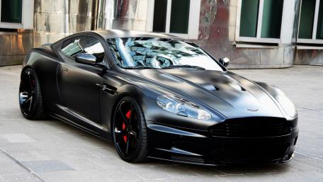 Sleek Matte Black Aston Martin Wallpaper Design wallpaper