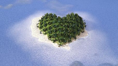 Heart-Shaped Island Paradise wallpaper