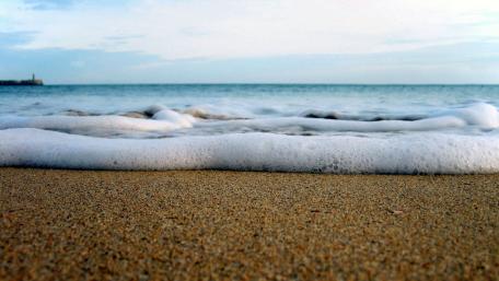 Serene Waves Embracing the Shore wallpaper