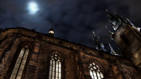 Mysterious Night Over Historic City Architecture wallpaper