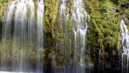 Serene Waterfall and Lush Greenery Landscape wallpaper