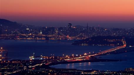 Stunning Evening Cityscape with Vibrant Lights wallpaper