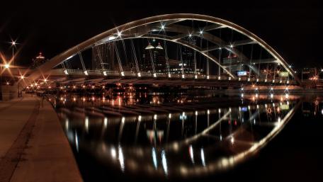 Stunning Night View of Urban Bridge and Skyline wallpaper