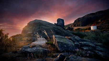 Majestic Rocks Beneath a Vibrant Sky wallpaper