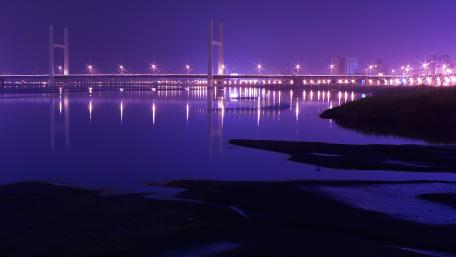 City Lights Reflected in Water wallpaper