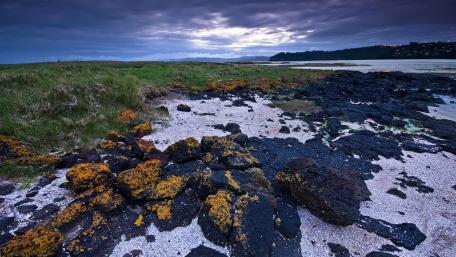 Serene Coastal Landscape at Dusk wallpaper