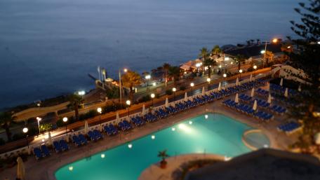 Serene Evening by the Poolside wallpaper