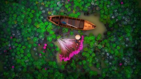 Tranquil Waters Amidst Floating Gardens wallpaper