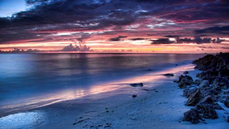Surreal Sunset at Rocky Beach wallpaper