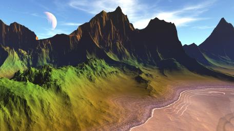Futuristic Fantasy Landscape Scene wallpaper