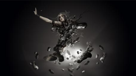 Enigmatic Woman in Monochrome Motion wallpaper