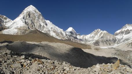 Majestic Himalayan Peaks Under Clear Blue Sky wallpaper