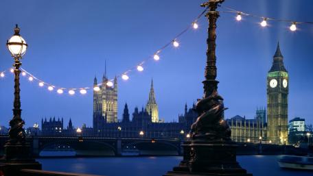 London’s Illuminated Skyline at Dusk wallpaper