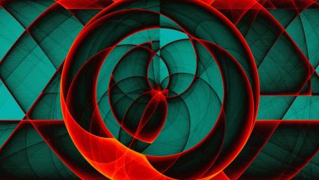 Vibrant Red and Teal Fractal Fusion wallpaper