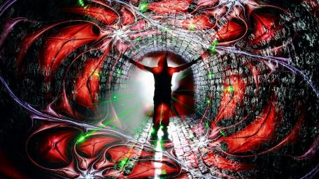 Mystical Journey Through the Tunnel of Light wallpaper
