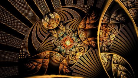 Mesmerizing Golden Fractal Art Creation wallpaper