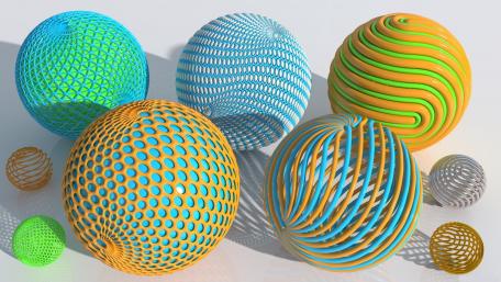 Vibrant Spheres in a Digital Landscape wallpaper