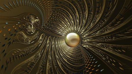 Mesmerizing Golden Fractal Swirls wallpaper