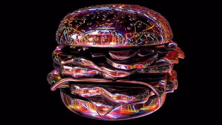 Neon Glow Hamburger Artwork Displaying Digital Creativity wallpaper