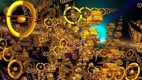 Golden Fractal Symphony of Digital Artistry wallpaper
