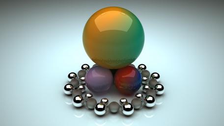 Vibrant Spheres on a Glossy Surface wallpaper