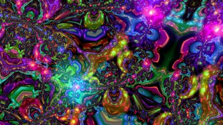 Vibrant Neon Fractal Wonderland wallpaper