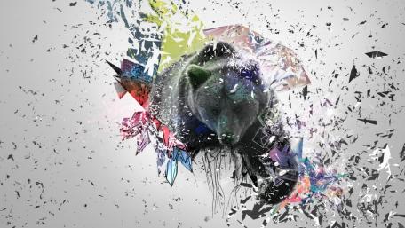 Dynamic Bear in Shattered Colorful Fragments wallpaper