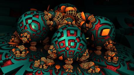 Vibrant Fractal Harmony in Teal and Orange wallpaper